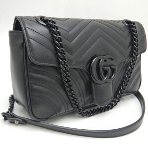 Gucci GG Marmont Shoulder Bag Black Leather - Picture 2 of 10